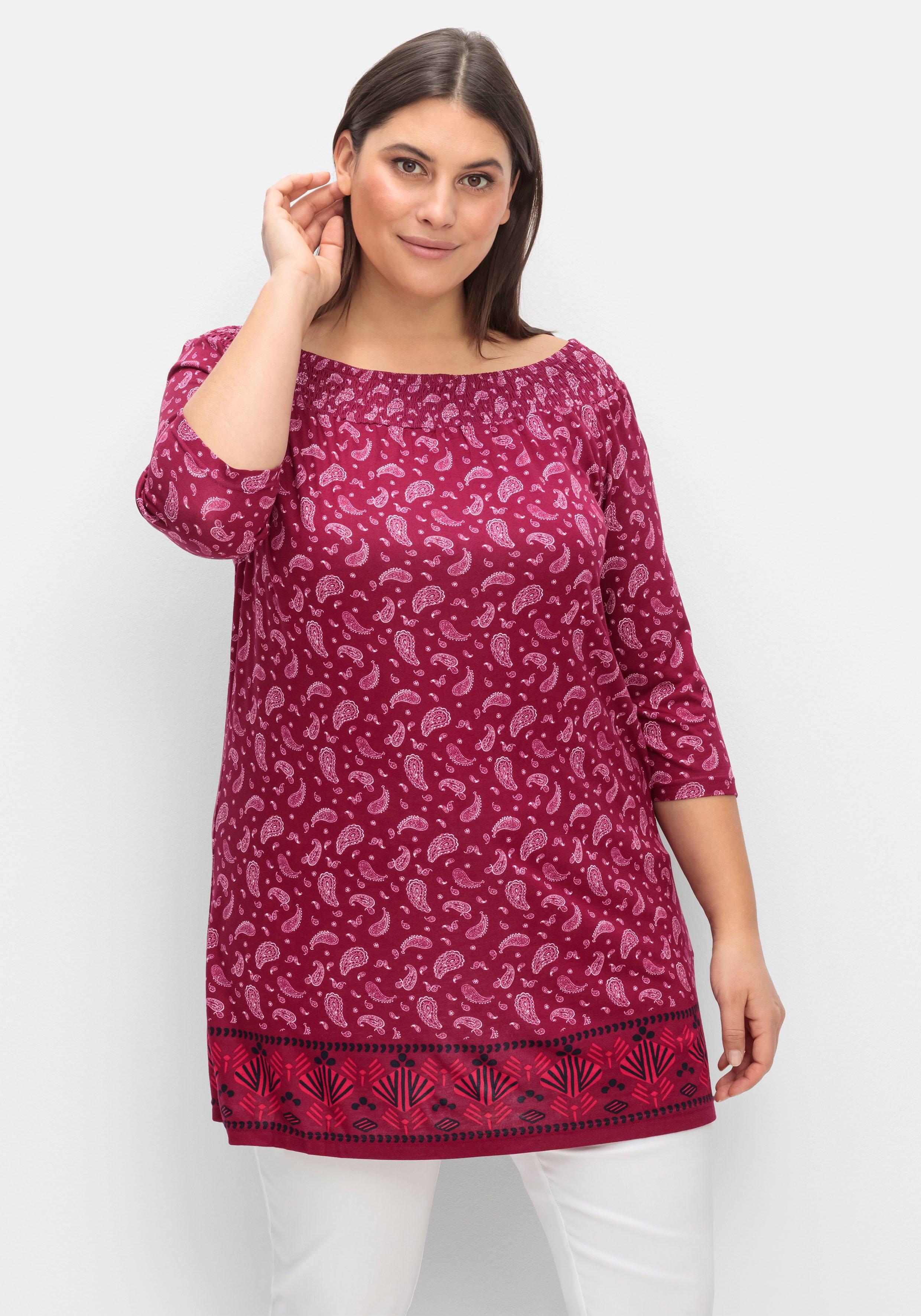Carmenshirt mit Paisleymuster und 3/4-Arm
