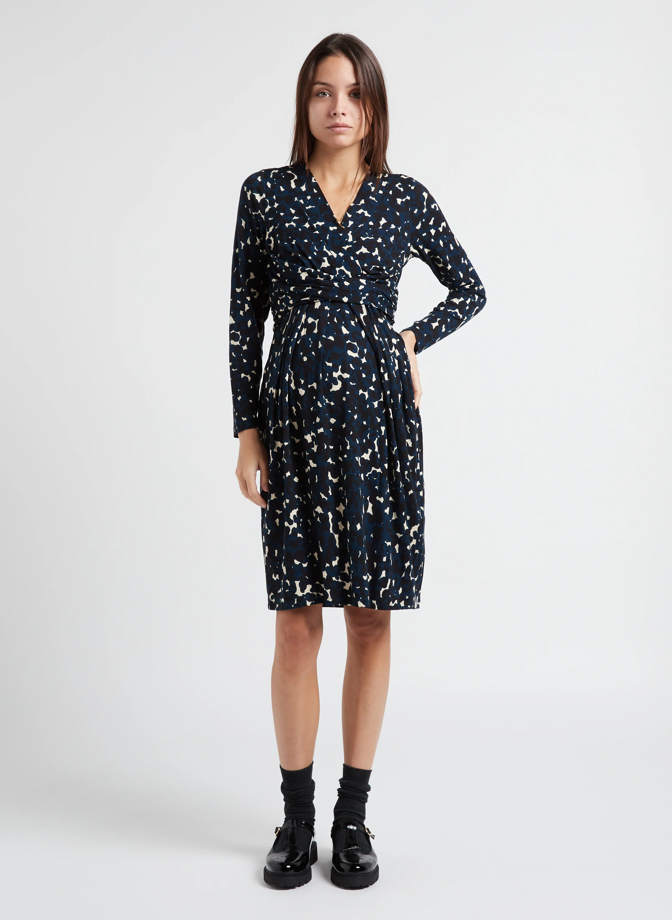 ELAINE - Robe grossesse et allaitement en jersey imprimé | Multicolore