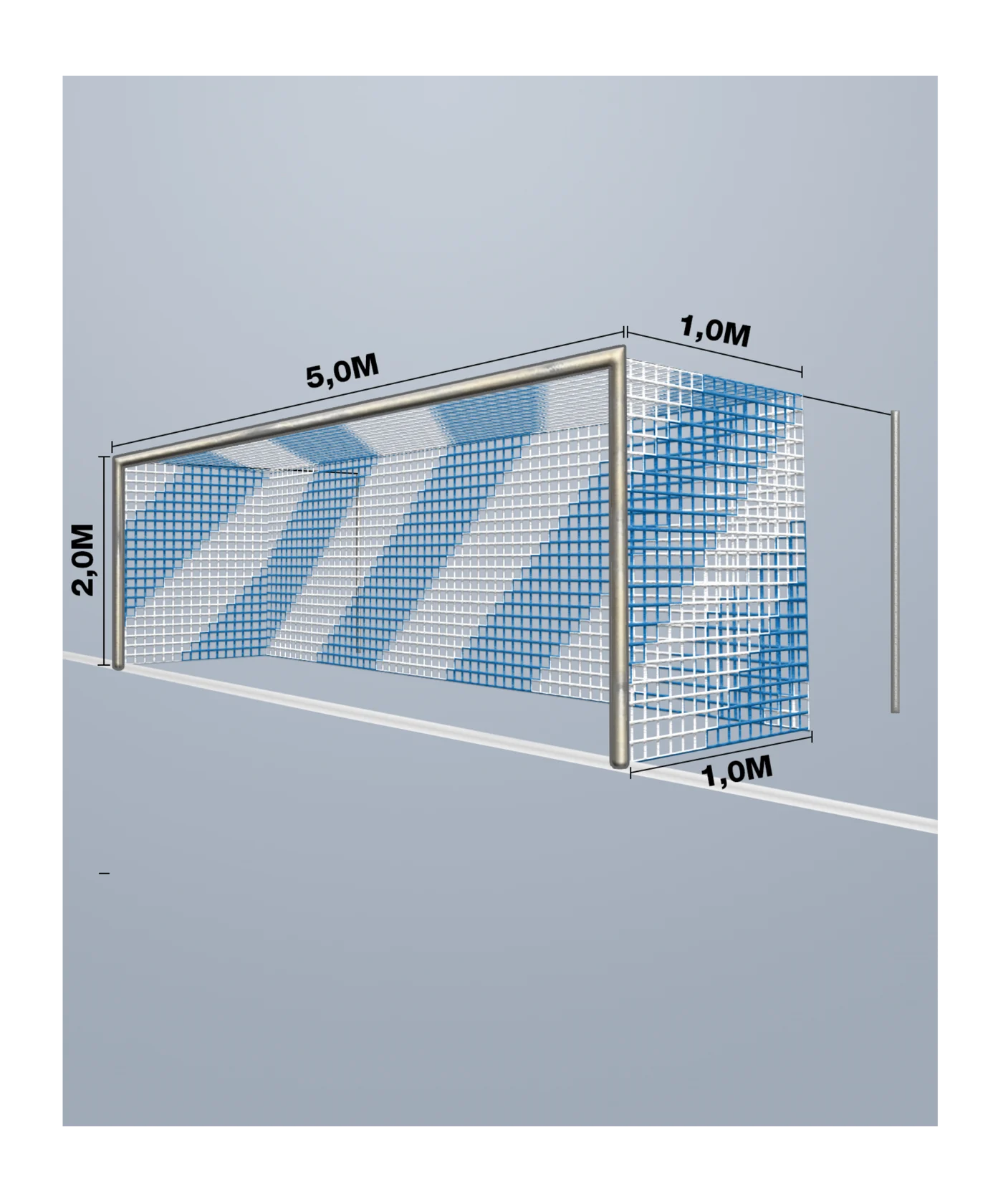 Cawila Tornetz 5,15x2,05m | Tiefe 1,0x1,0m | Maschenweite 12cm | Stärke 4mm | blau/weiß