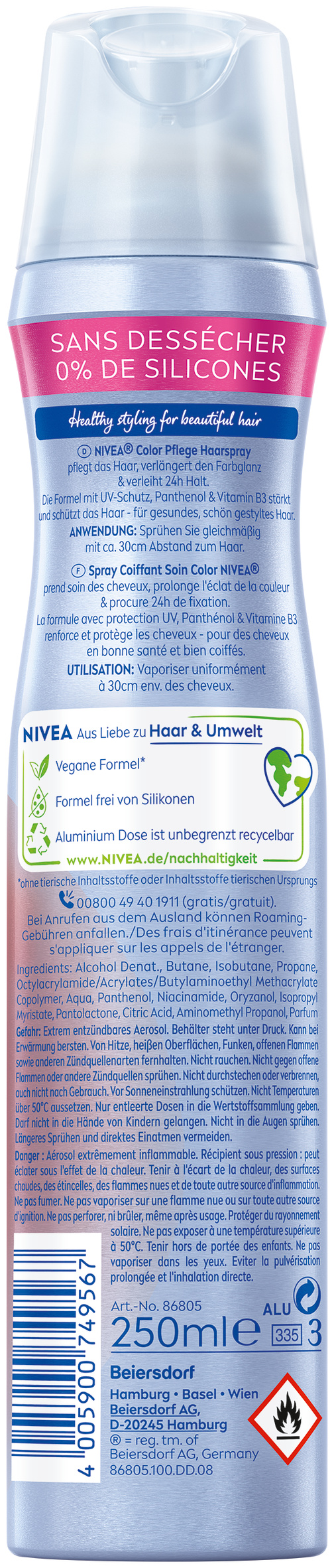 Nivea Haarspray<br>250 ml, Aerosol Spray, Aerosol, Color Pflege
