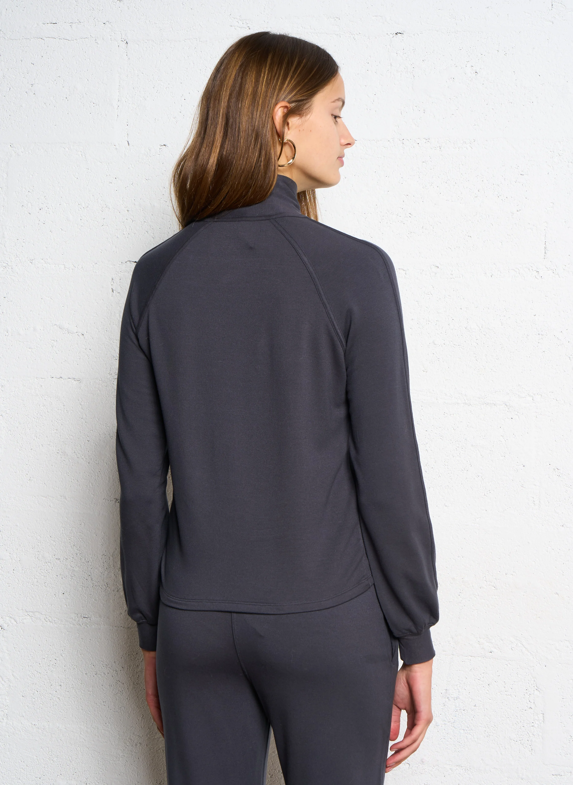 Sweat droit col montant| Gris