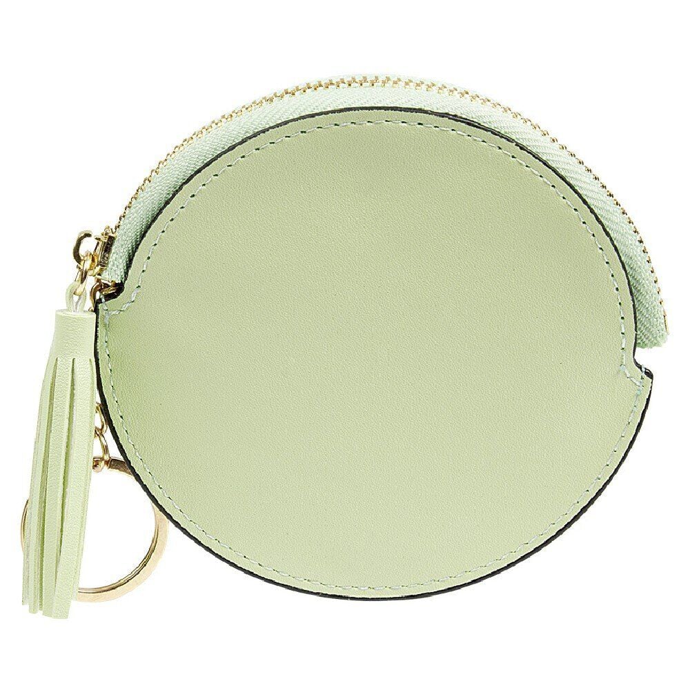 Porte monnaie rond simili avec fermeture pompon