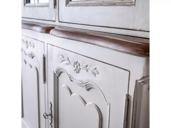 Buffet vaisselier 3 portes vitrées Bois Blanc - Château Interior's