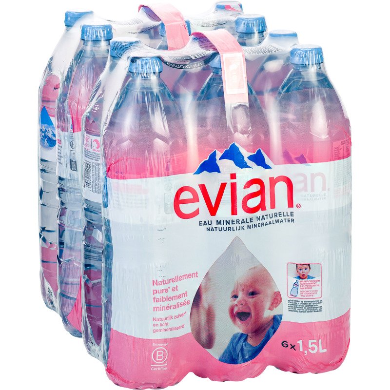 Eau minérale Evian 1,5 L - 12 bouteilles