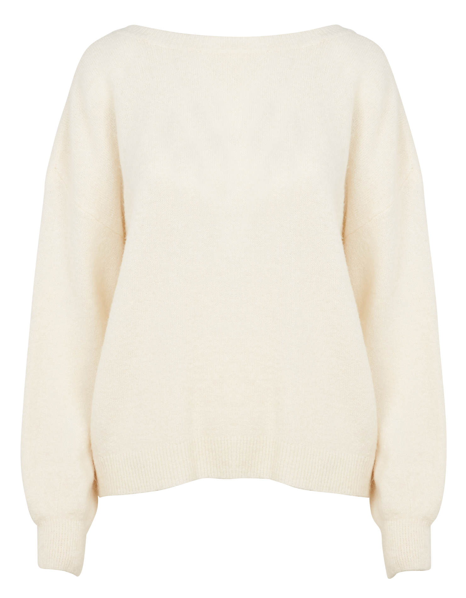 Pull col rond en maille mélangée| Blanc
