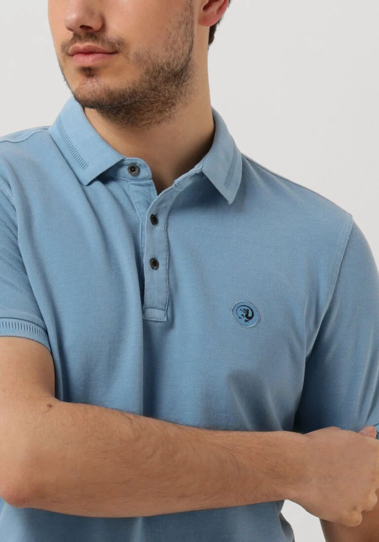 CAST IRON lichtblauwe cast iron polo short sleeve polo cotton gd pique