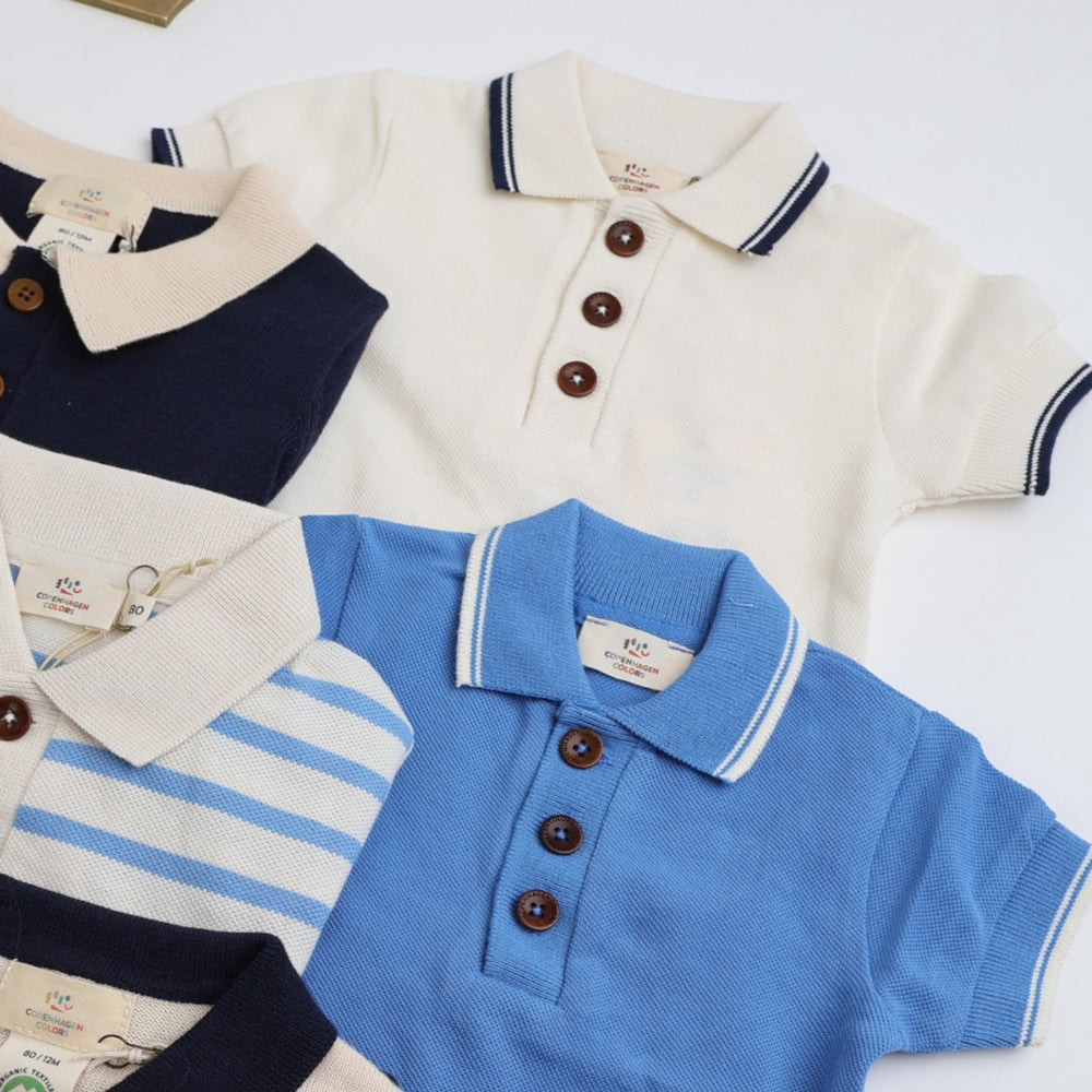 Køb COPENHAGEN COLORS Sky Blue Comb. Pique Polo Romper