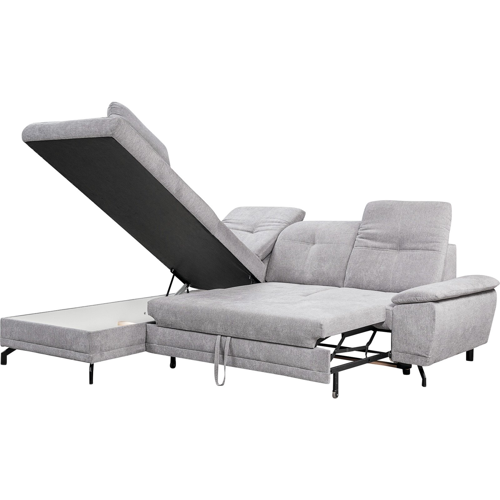 Ecksofa Dream Stoff hellgrau, Ottomane links