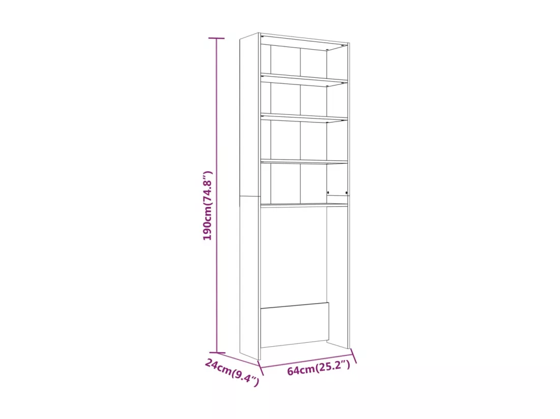 Meuble pour machine à laver Chêne fumé 64x24x190 cm
