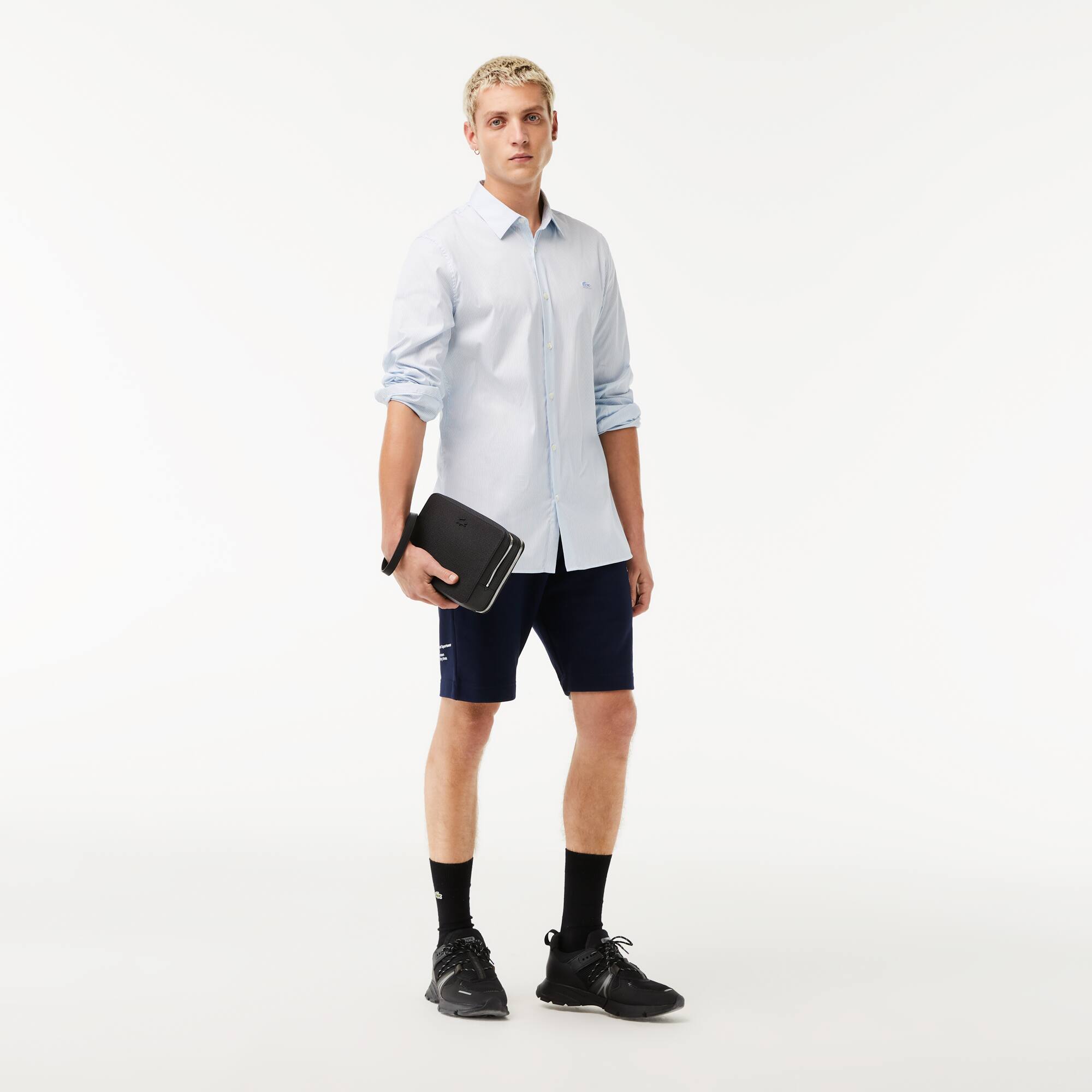 Trousse zippée Chantaco en cuir piqué uni Portefeuilles & Petite Maroquinerie - Noir - Lacoste - Homme