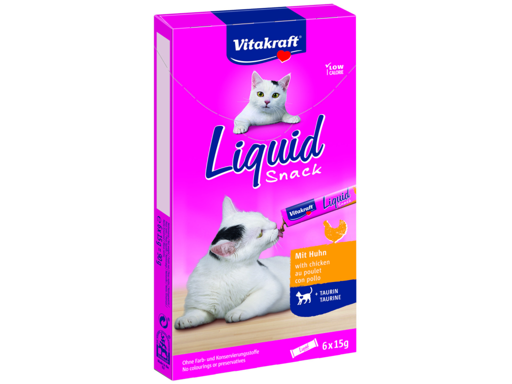 SNACKS PARA GATO LÍQUIDO VITAKRAFT COM FRANGO 6X15G