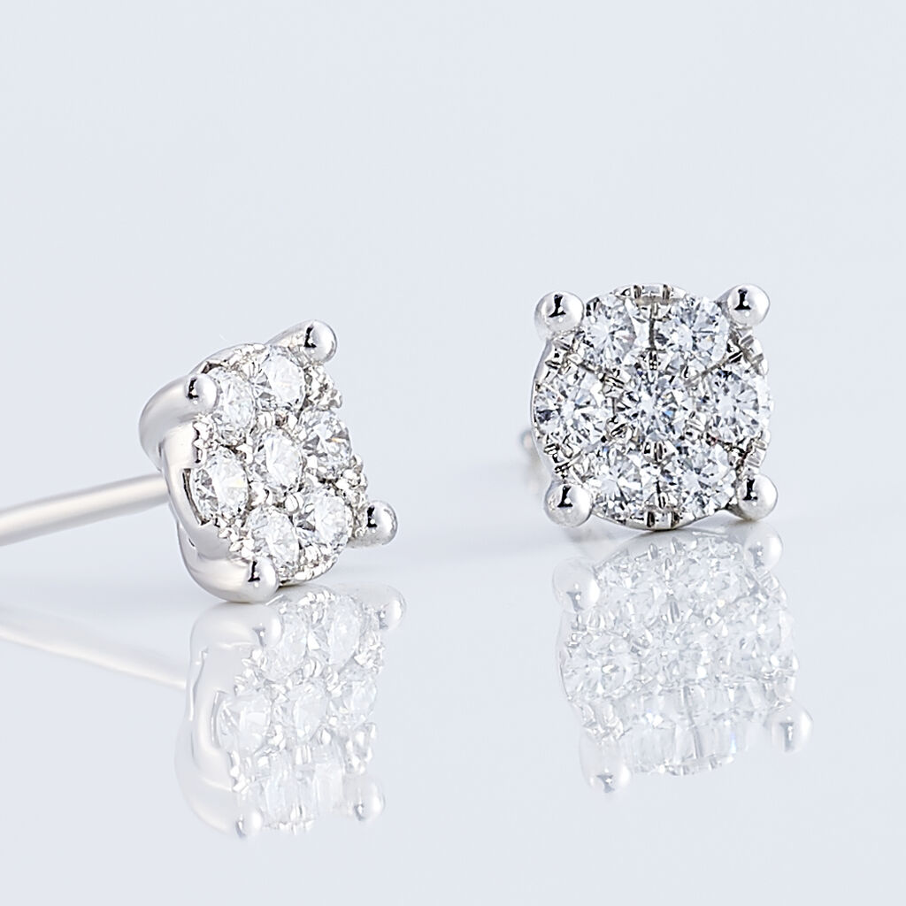 Boucles D'oreilles Puces Charlene Or Blanc Diamant Synthetique