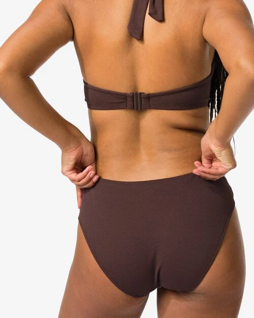 bas de bikini femme taille mi-haute marron foncé