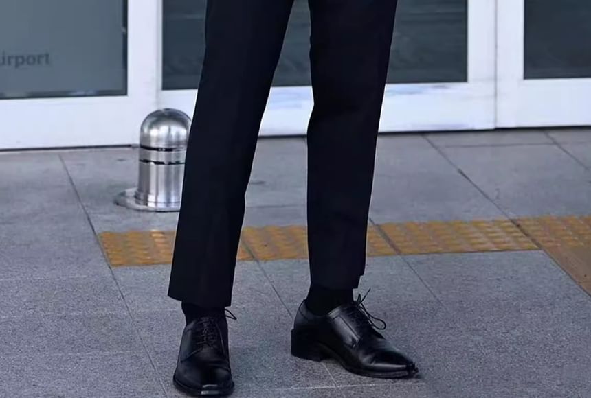 DragonRoad - Mid Rise Plain Cropped Slim Fit Dress Pants