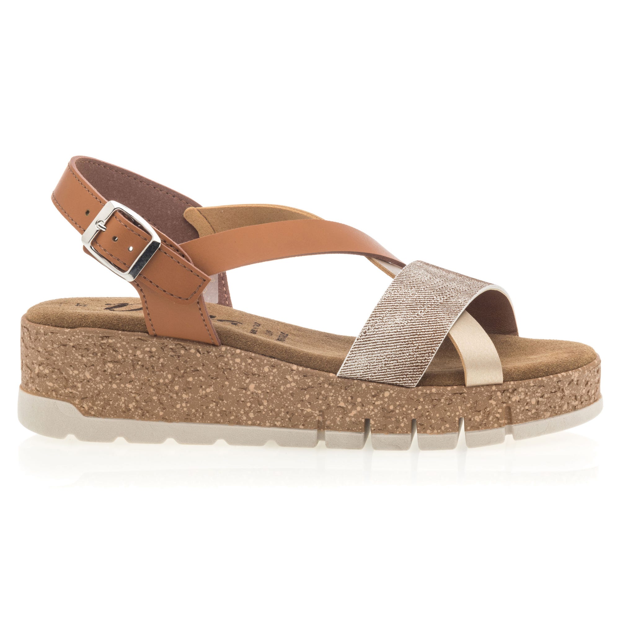 Sandales à talon compensé Femme cognac