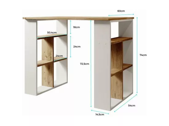 Bureau pour Chambre Bureau en Blanc et Pin Atlantique avec 90x60x74cm Urban