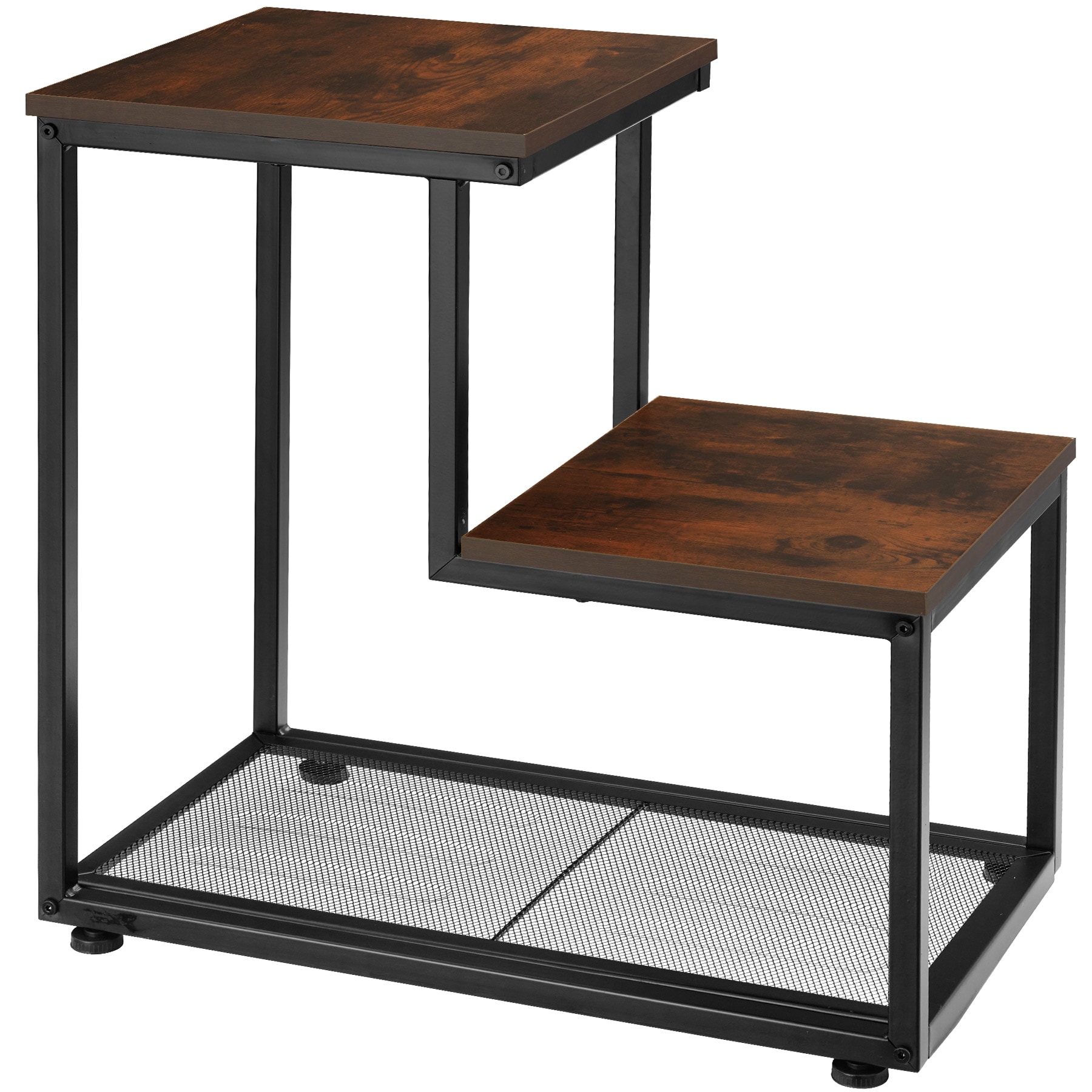 tectake® Beistelltisch, Industrial Style, mit 2 Ablagen und Gitterablage, 60,5 x 35,5 x 60,5 cm