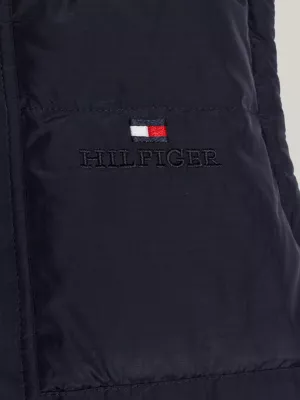 Colete de penas reversível unissex com logotipo tonal