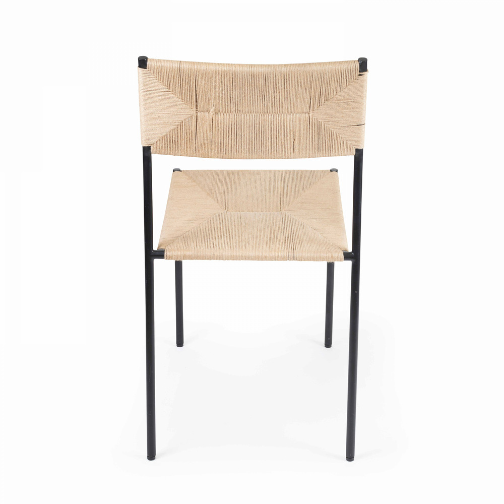 Lot de 6 chaises en sisal tressé et métal