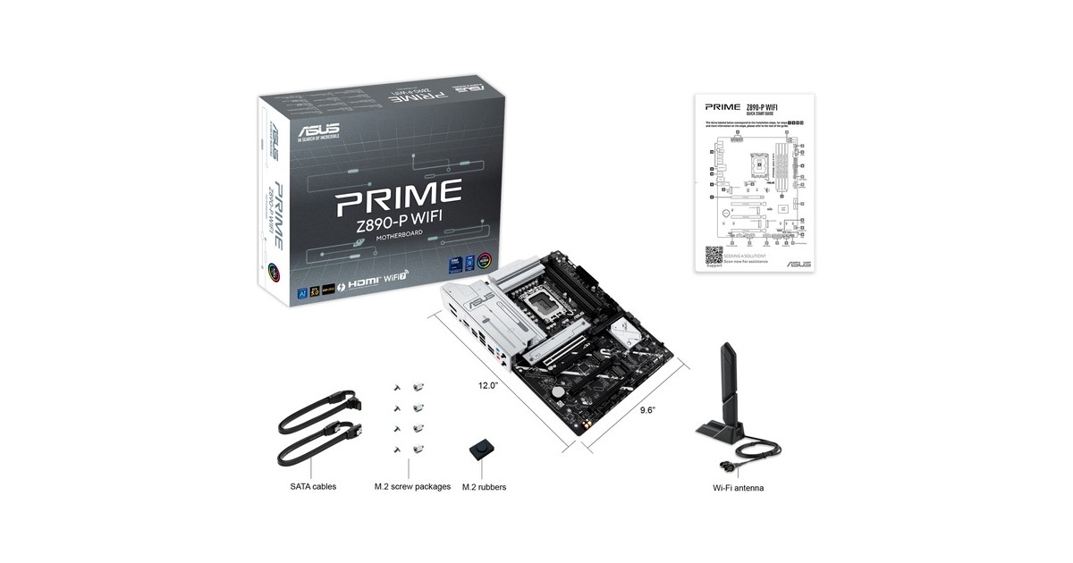 ASUSPRIME Z890-P WIFI socket 1851 moederbord  (RAID, 2.5Gb-LAN, Wi-Fi 7, BT, Sound, ATX)