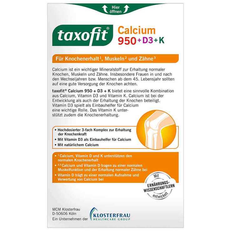 Taxofit Calcium 950 + D3 + K Tabletten, 30 St