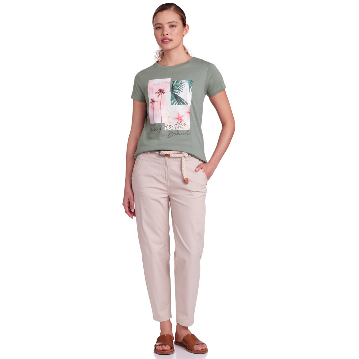 Gina Damen T-Shirt mit Print salbei