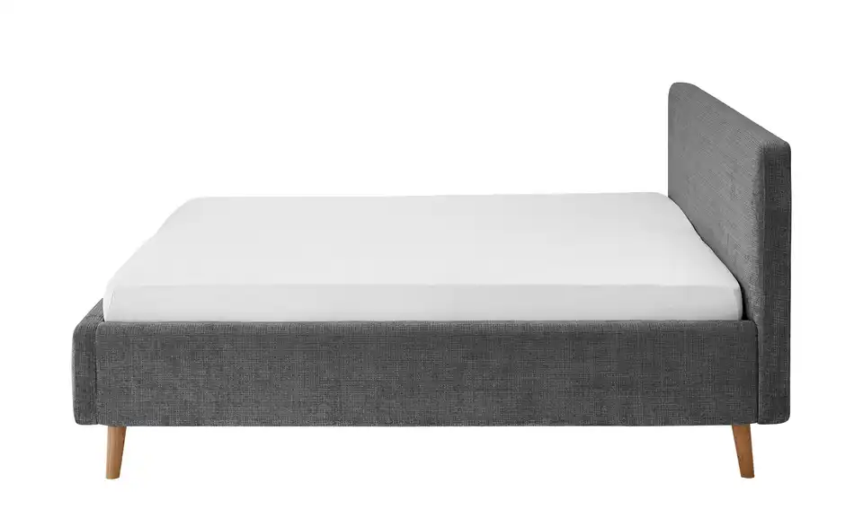 Polsterbettgestell Mattis Anthrazit Bouclé 140 cm ohne Bettkasten