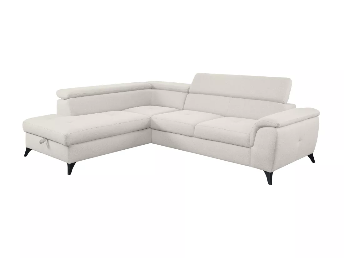 Canapé d'angle convertible gauche en tissu beige BORTIGALI