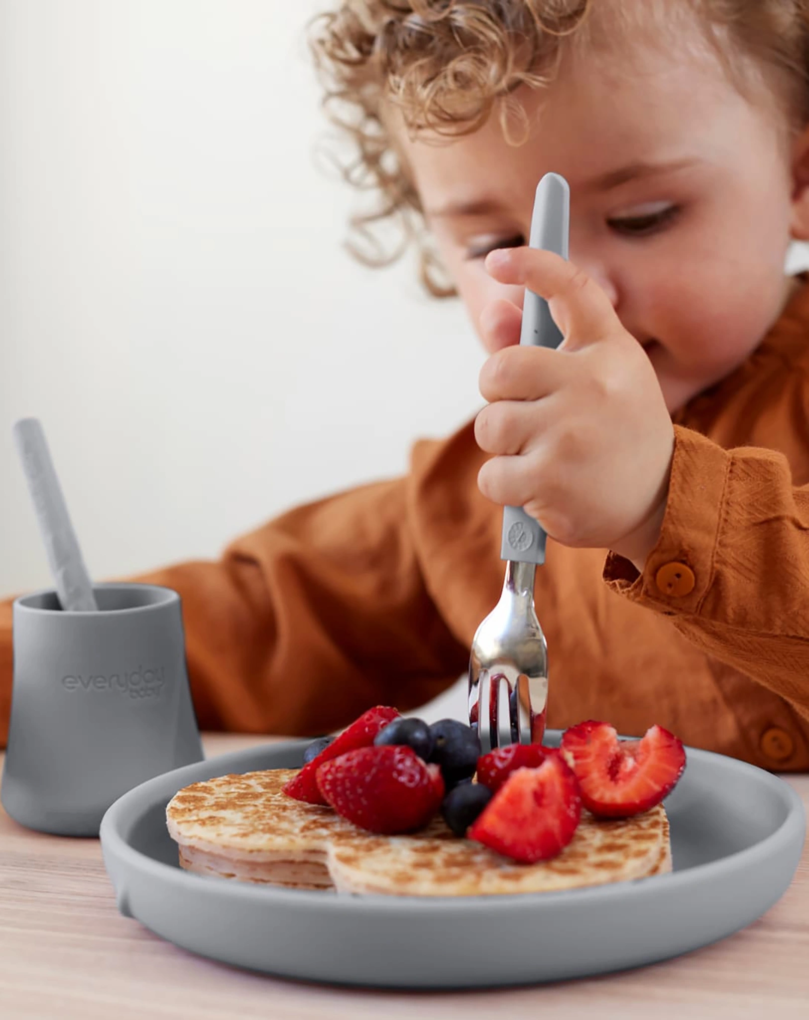 Edelstahl-Besteck EVERYDAY BABY - EAT & LEARN 2er Set in grau