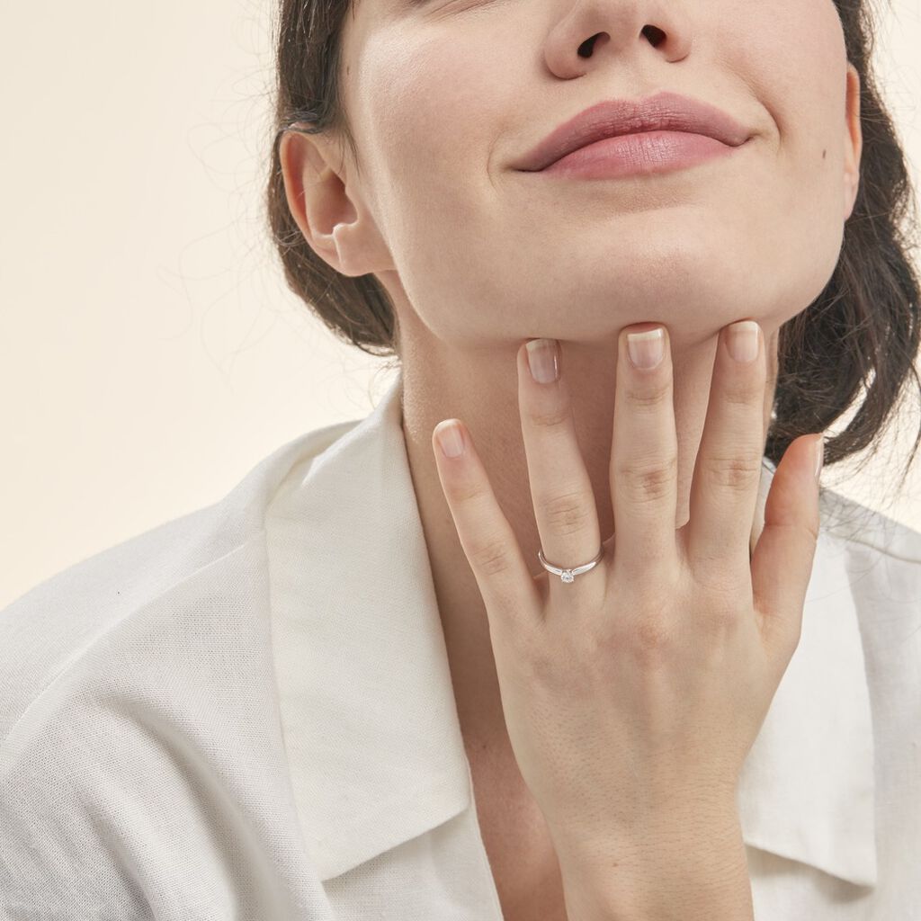 Bague Solitaire Flora Or Blanc Diamant