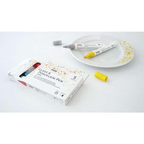 KREUL Glass & Porcelain Pen Glitter medium 5er Set