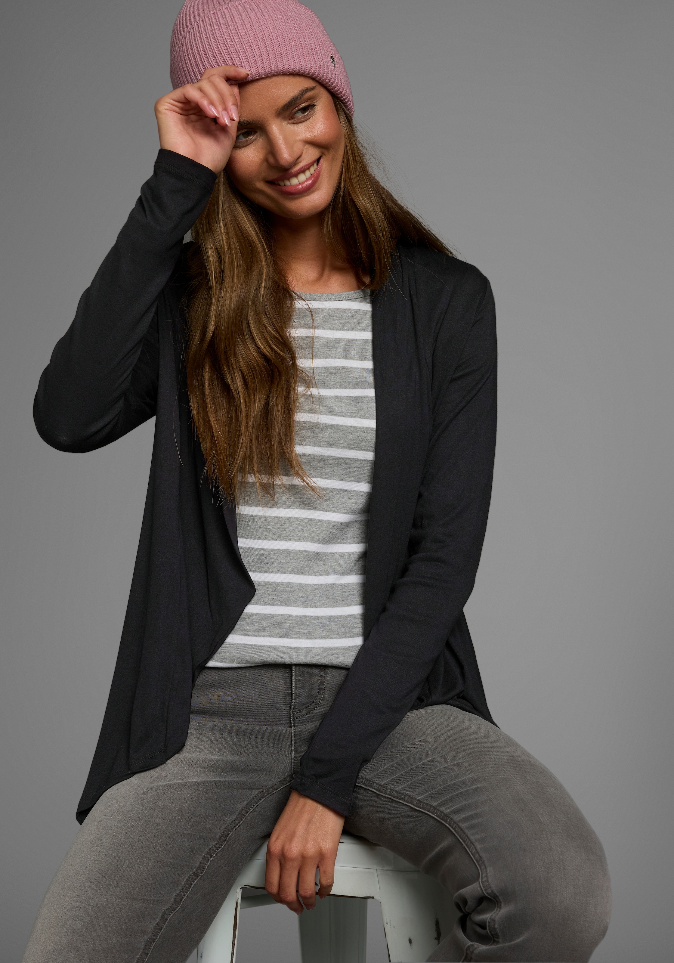 Boysen's Shirtjacke , Langarm,  mit Schalkragen,  aus elastischem Jersey