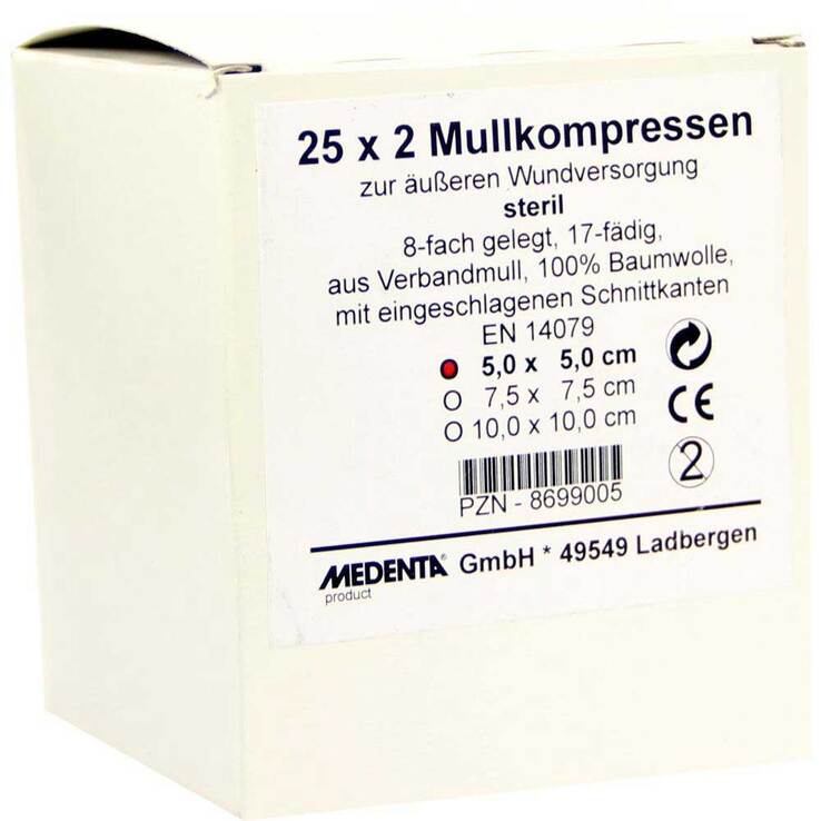 Mullkompressen 5x5 cm steril 8-fach, 25X2 St