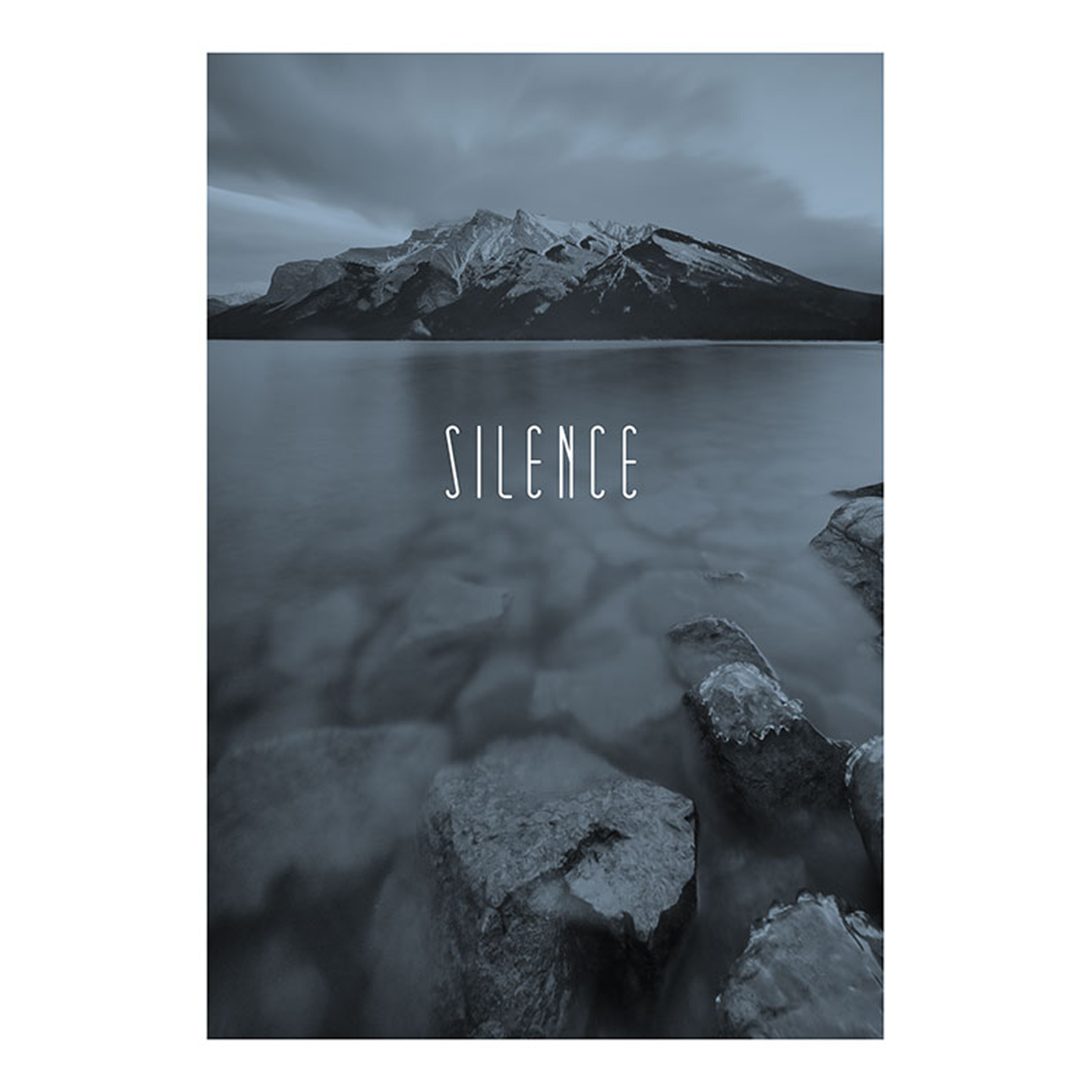 Wandbild WORD LAKE SILENCE STEEL - 50x70 cm