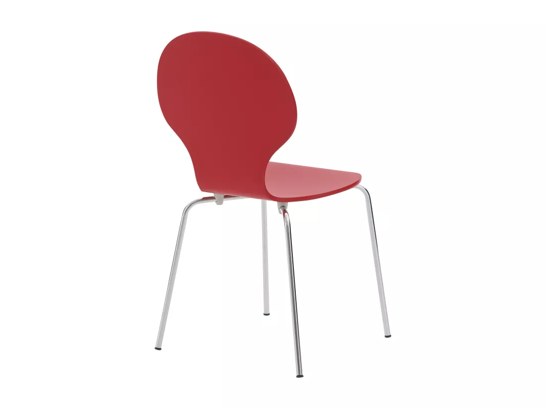 Lot de 16 Chaise de conférence - Bois - Rouge - DIEGO