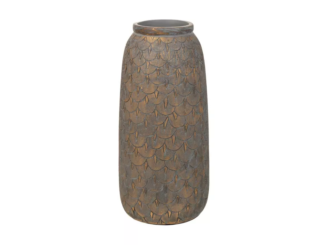 Vase en polyrésine marron 15x15x31h