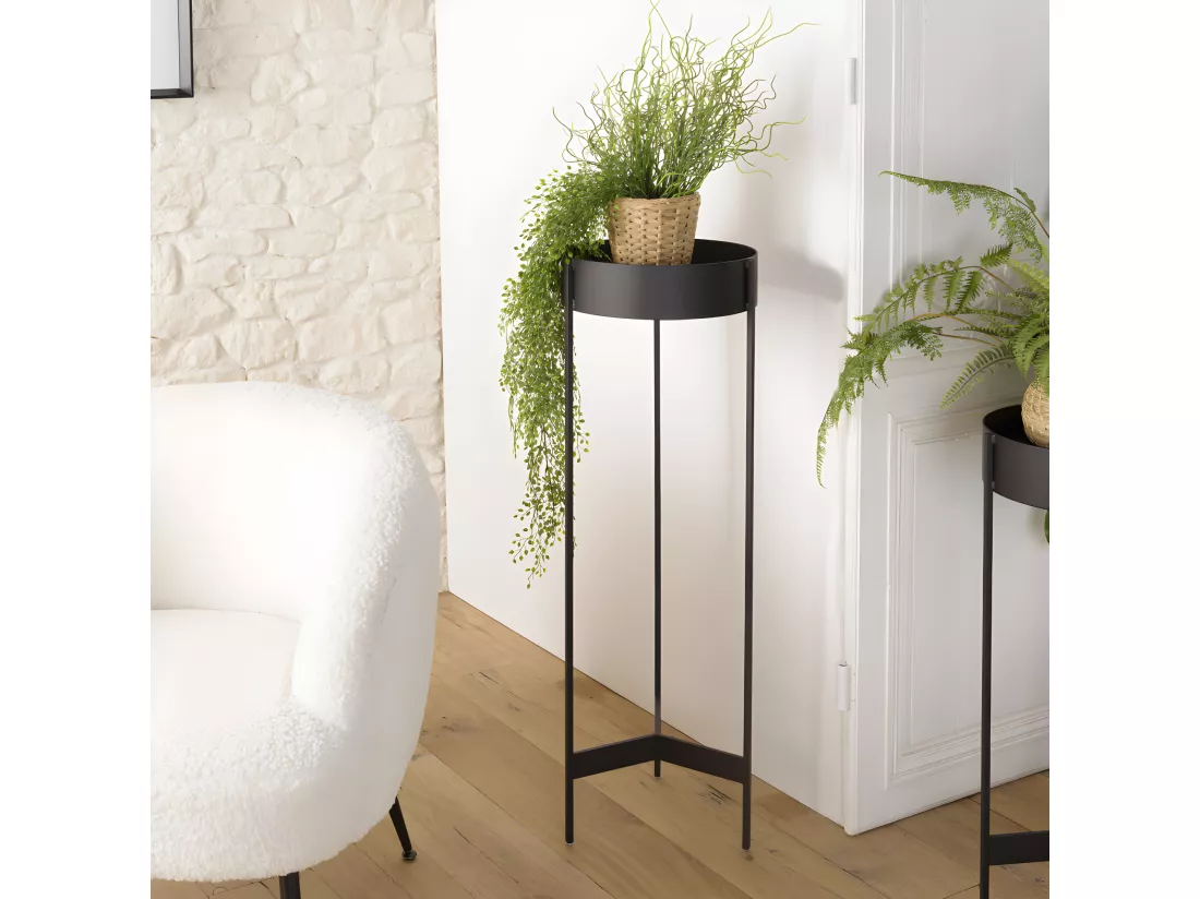 DALY - Sellette ronde / porte plantes GM noire piètement métal