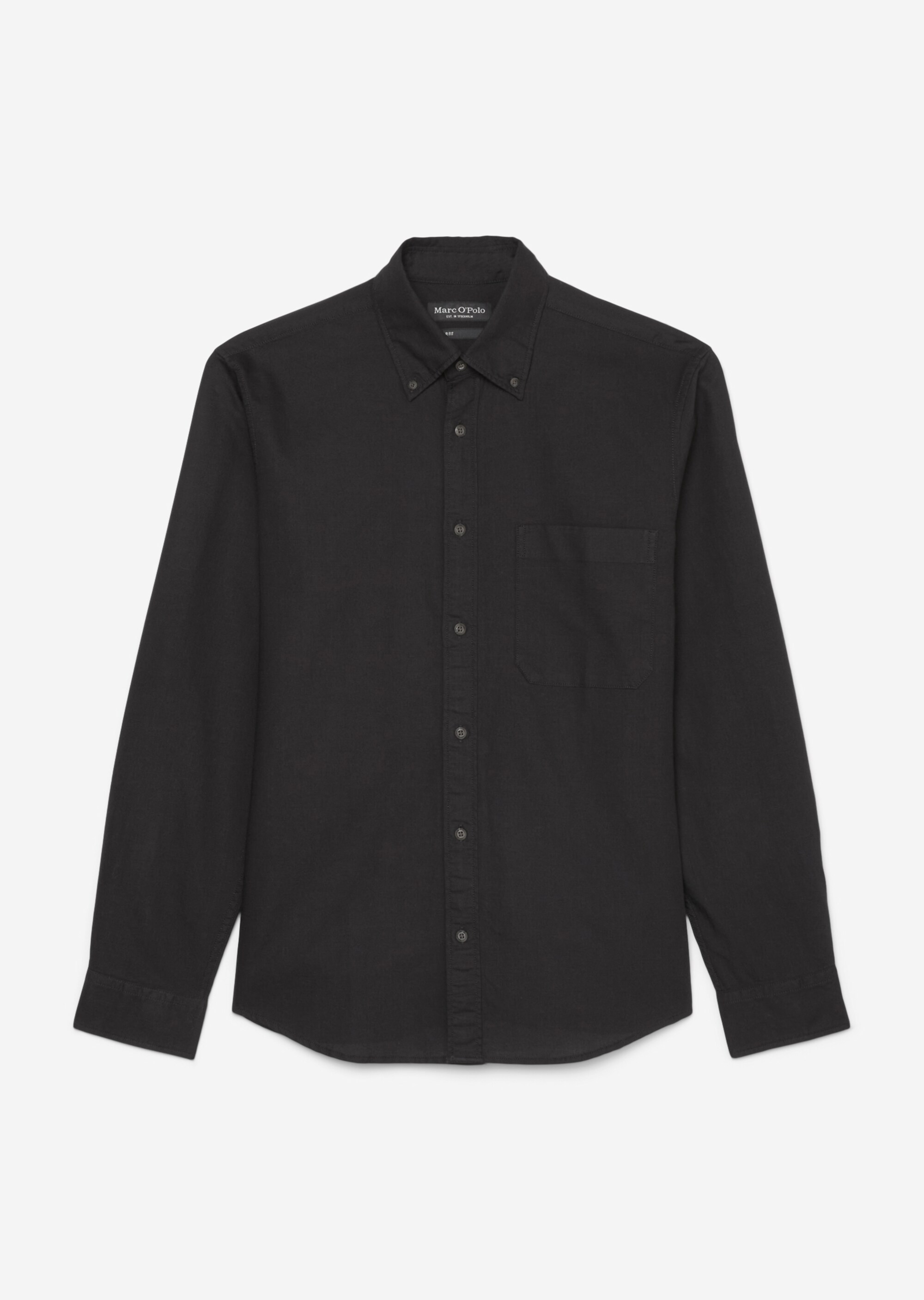 Chambray-Langarm-Hemd regular aus Bio-Baumwolle und Leinen