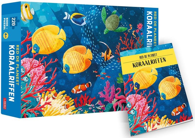 Red de Planeet - Puzzel + Boek - Koraalriffen - Luxe Stevige Doos