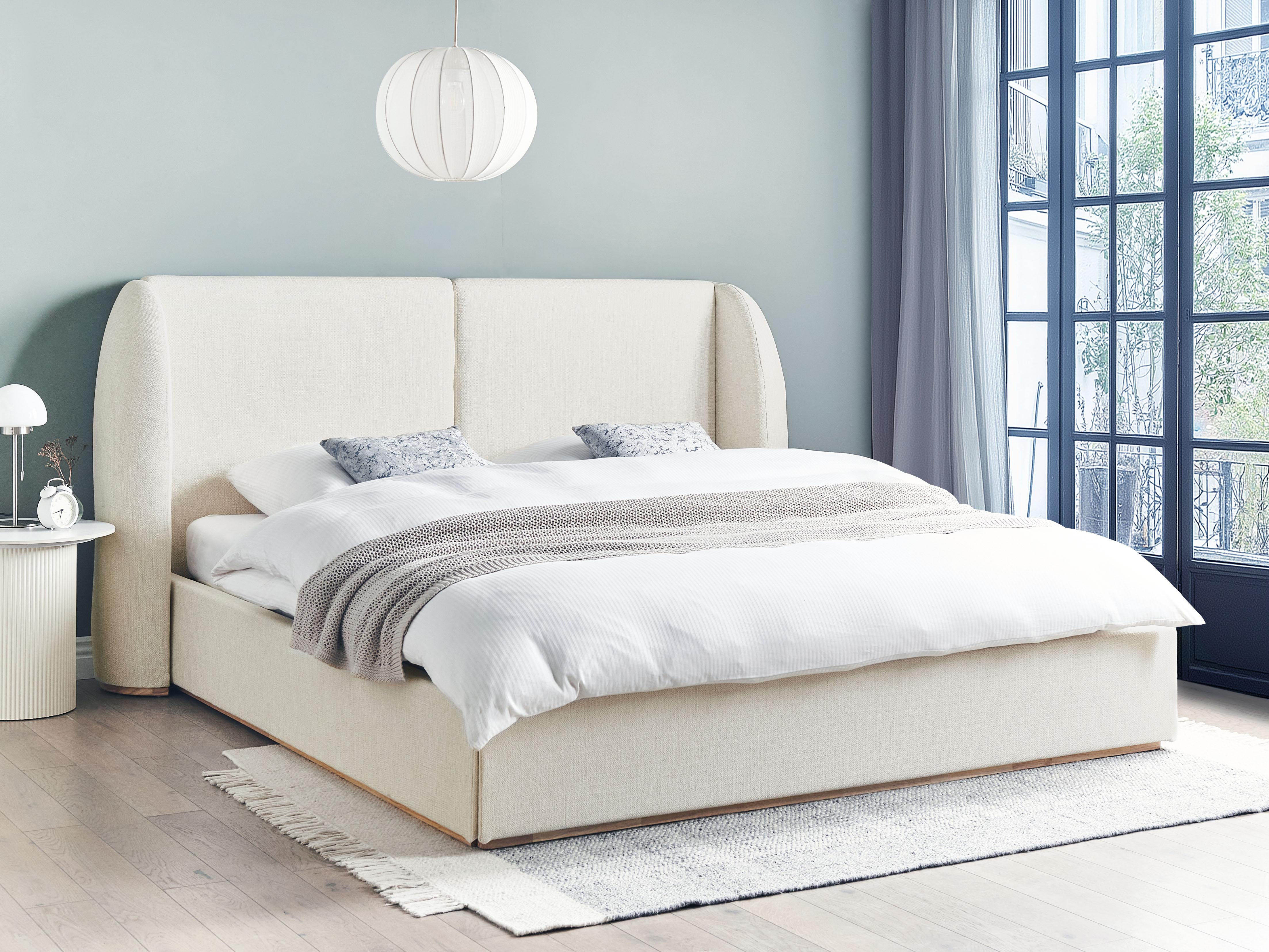 Bed met opbergruimte Stof MONESTIER 180 x 200 cm Gebroken wit