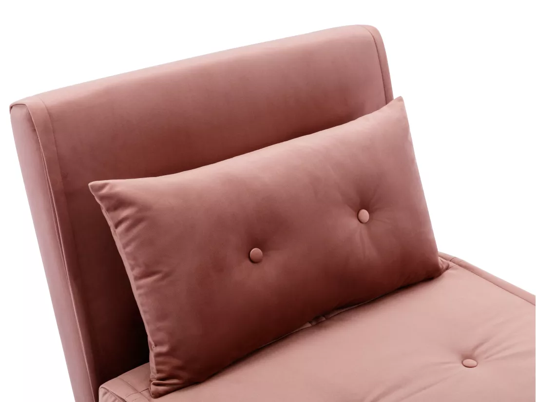 Fauteuil convertible en velours rose poudré URIBIA