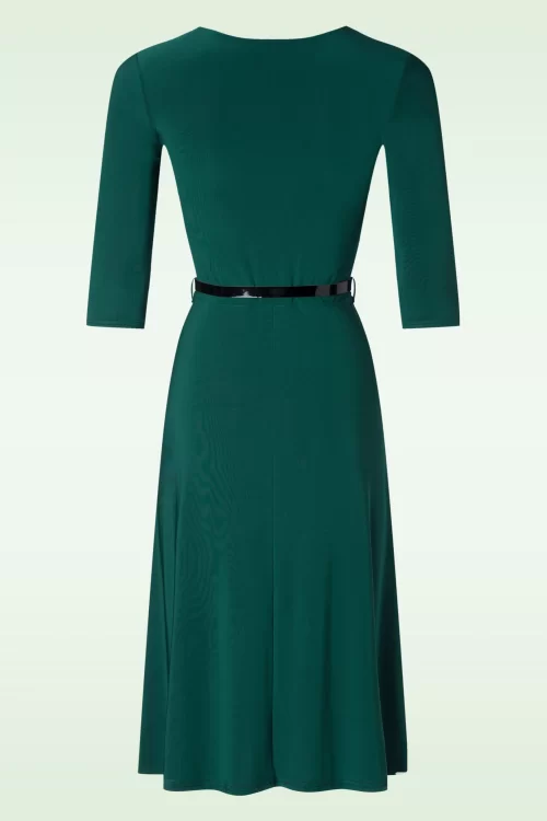 Vintage Chic for Topvintage Martha slinky swing jurk in bosgroen