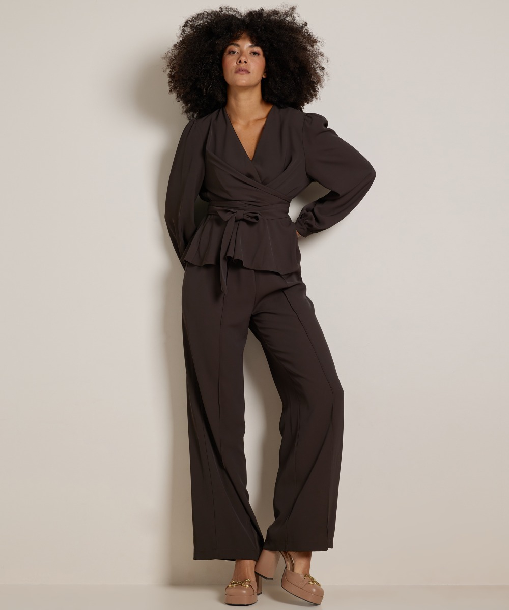 wide fit broek met naad