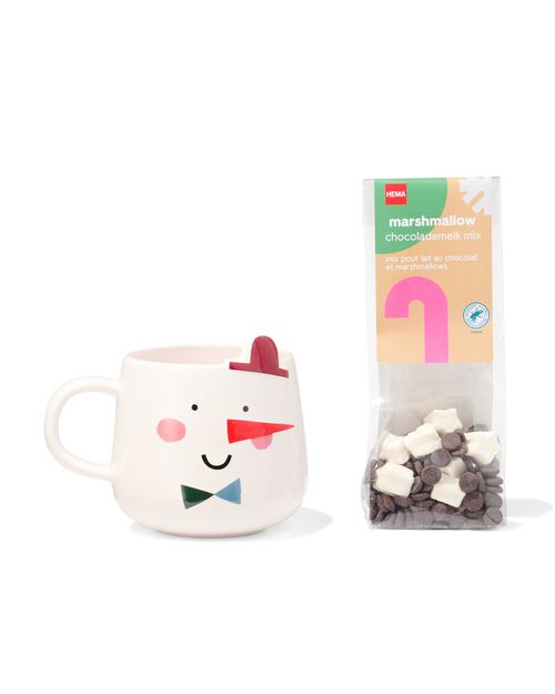 mug bonhomme de neige avec mélange chocolat guimauve 50g