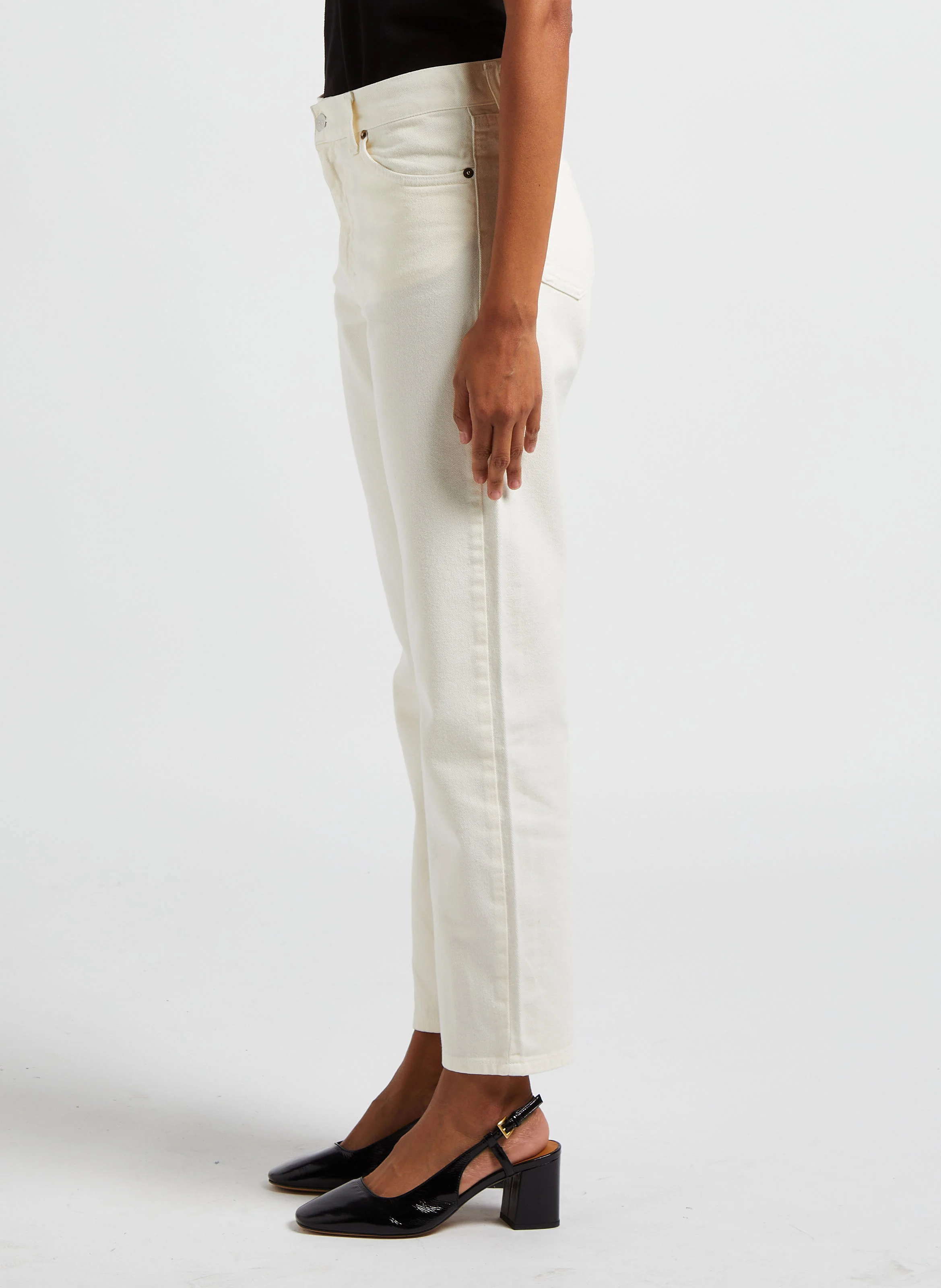 SPARK - Jean taille haute droit en coton| Blanc