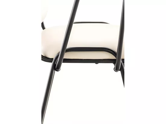 Chaise de conférence - Similicuir & Métal noir mat - Crème - Ken mit Klapptisch