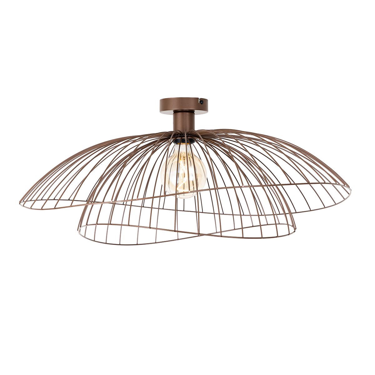 Design plafondlamp brons met dubbele kap 45cm - Pua