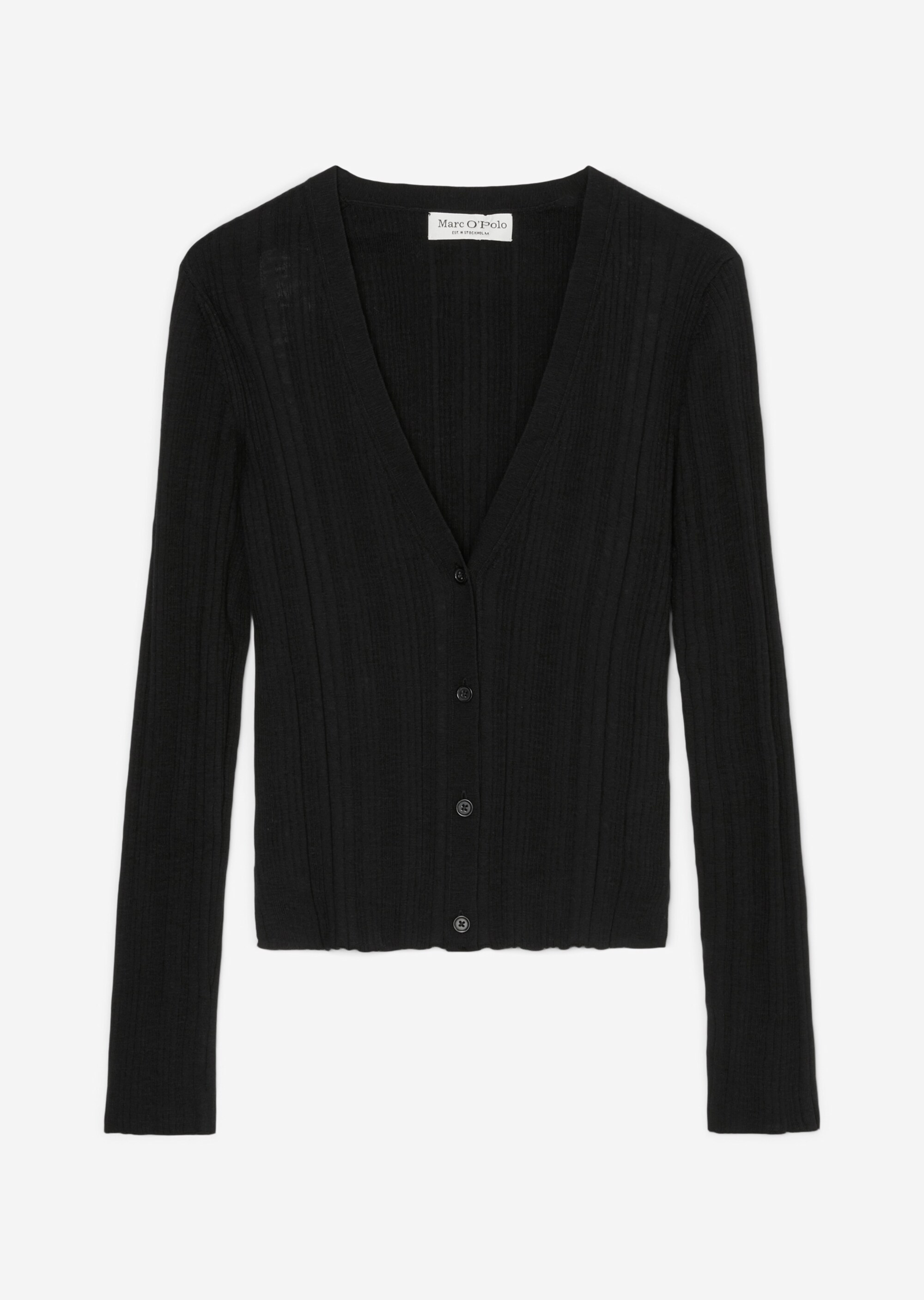 Rippstrick-Cardigan slim aus Organic Cotton-Leinen-Slub-Garn