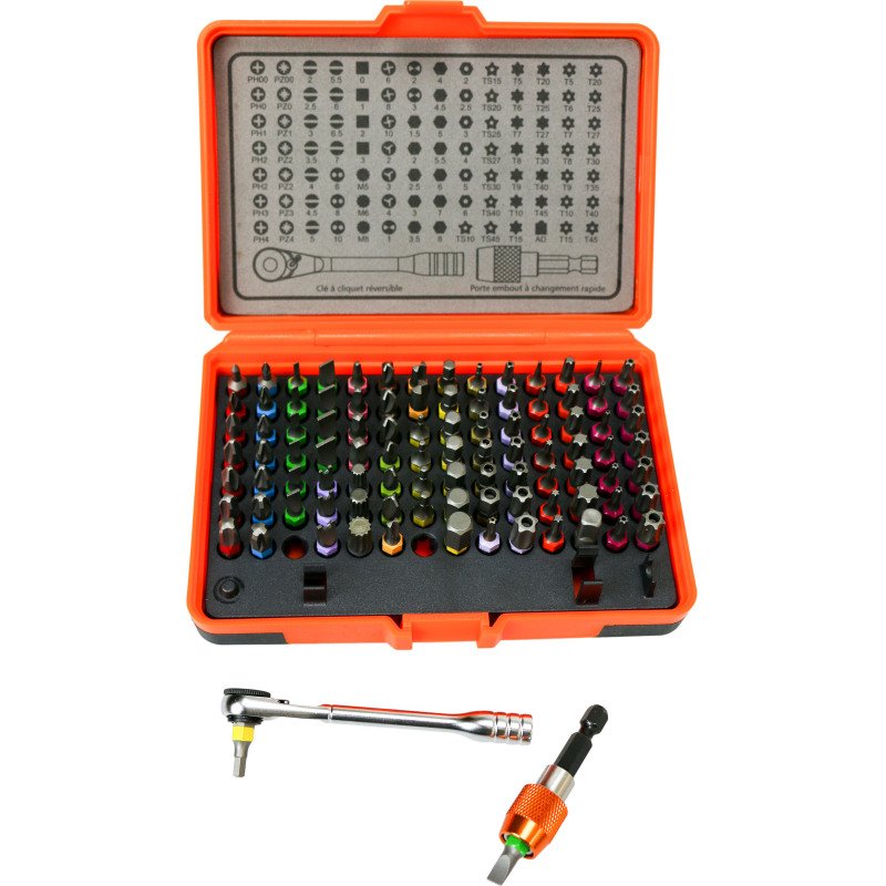 Coffret tournevis porte embout cliquet + embouts (46 pièces)