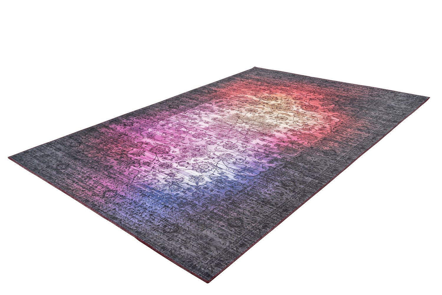 Stellara Multi platgeweven vloerkleed, vintage design, used look, oosterse stijl, 80 x 150 cm